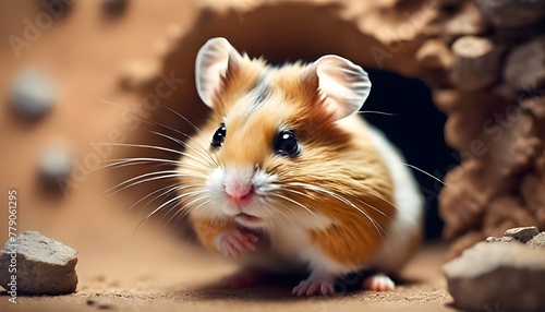 Curiosity Captured: Cute Hamster Exploring from its Cozy Nest © holdstillandclick