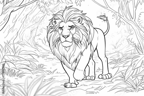 Majestic Lion Sketch in Jungle