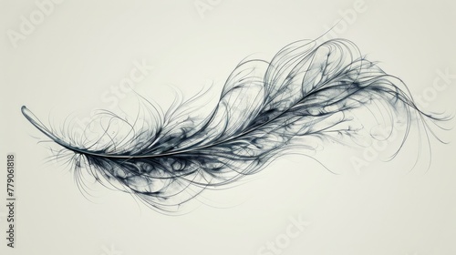 A feather inked on skin, each line and curve a testament to strength, in a deeply personal tattoo art style, 3D illustration