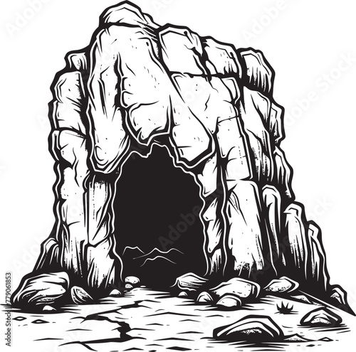 Cave Dwelling Prehistoric Stone Cave Logo Symbol Primal Sanctuary Stone Cave Vector Design