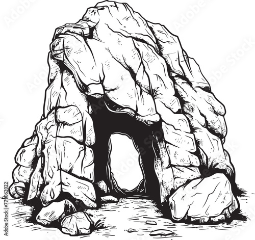 Cave Dwelling Prehistoric Stone Cave Logo Icon Primal Sanctuary Stone Cave Vector Emblem
