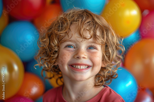 A close-up of a child laughing, with their eyes full of joy
