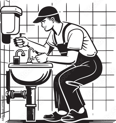 Plumb Perfection Precise Worker Repairs Vector Emblem Drip Detective Plumbing Repair Worker Logo Symbol