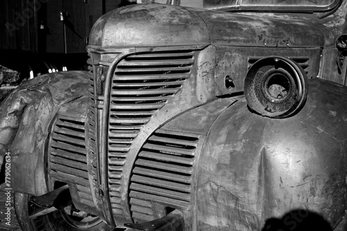 Close up detail of the old abandoned truck