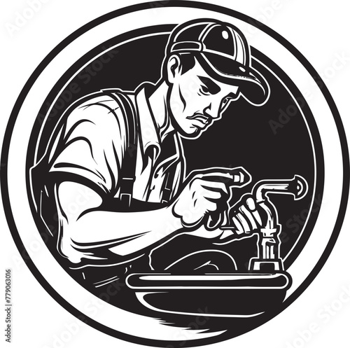 Tap Tamer Plumbing Worker Repairs Logo Symbol Pipe Prodigy Worker Repair Vector Design