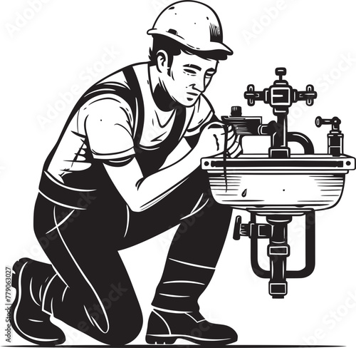 Leak Locator Worker Repair Vector Icon Tap Tamer Plumbing Worker Repairs Logo Symbol
