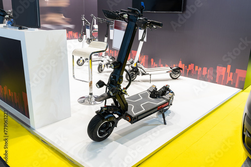A lot of modern electric scooters for sale