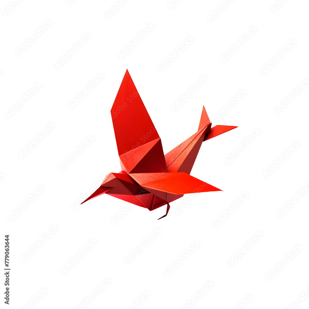 red origami bird isolated on transparent background red origami bird isolated on transparent background