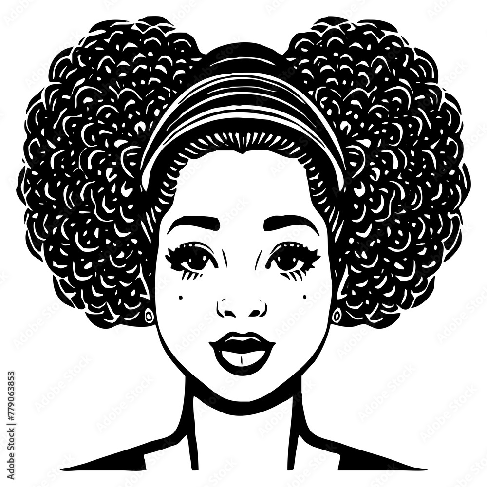 Fictional female character. Black and white illustration. Logo design for use in graphics. Generated by Ai Fictional female character. Black and white illustration. Logo design for use in graphics. Generated by Ai