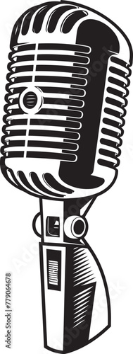 Golden Era Echo Vintage Microphone Emblem Symbol Vintage Virtuoso Retro Microphone Logo Design