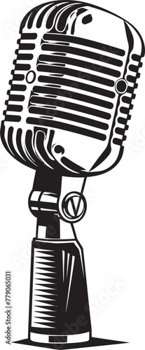 Golden Era Groove Retro Microphone Logo Design Echoes of Elegance Vintage Microphone Vector Icon