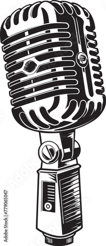 Old School Serenade Retro Mic Icon in Vector Logo Timeless Tunes Vintage Microphone Emblem Design