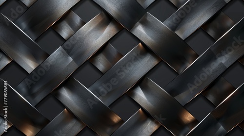 Abstract Pattern of Metal Strips on Black Background