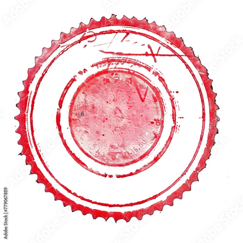 Red empty postmark stamp seal on transparent background
