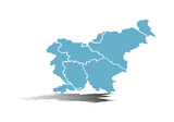 Mapa azul de Eslovenia en fondo blanco.