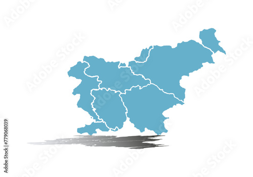 Mapa azul de Eslovenia en fondo blanco.