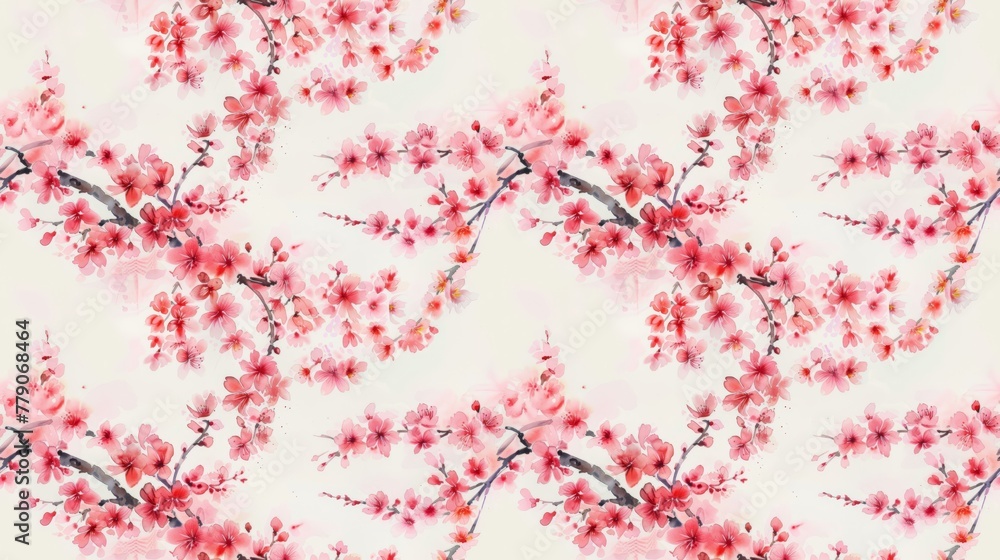 Cherry blossoms against a clear sky, delicate pinks, watercolor Cherry blossoms against a clear sky, delicate pinks, watercolor