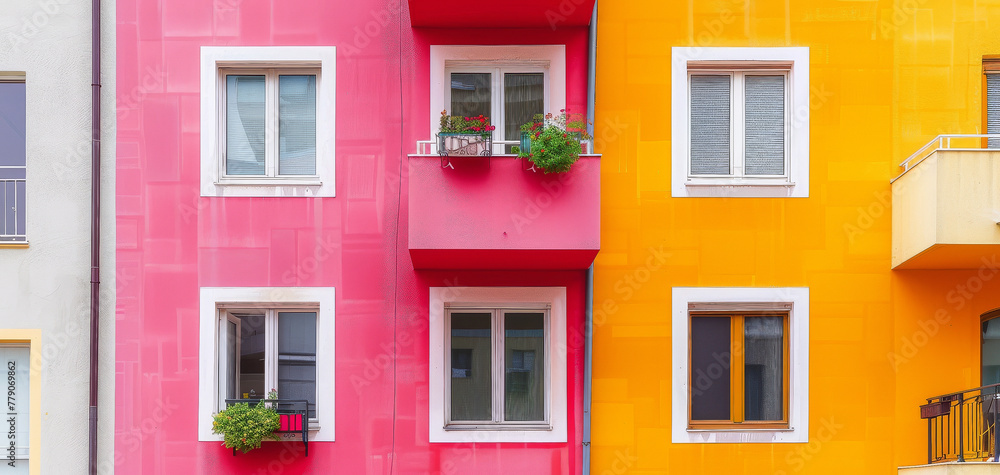 Brightly colored architecture created with Generative AI technology