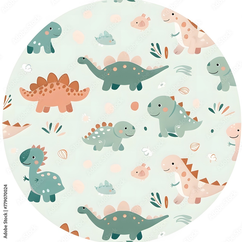Cute cartoon pattern with dinosaur characters Cute cartoon pattern with dinosaur characters