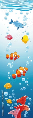 Fish clipart swimming in the clear blue water
