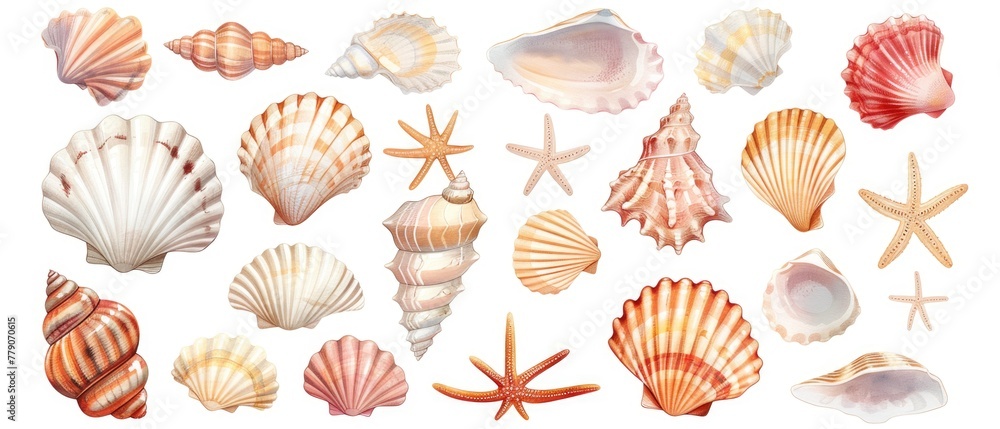 Seashell clipart arranged in a circular pattern Seashell clipart arranged in a circular pattern