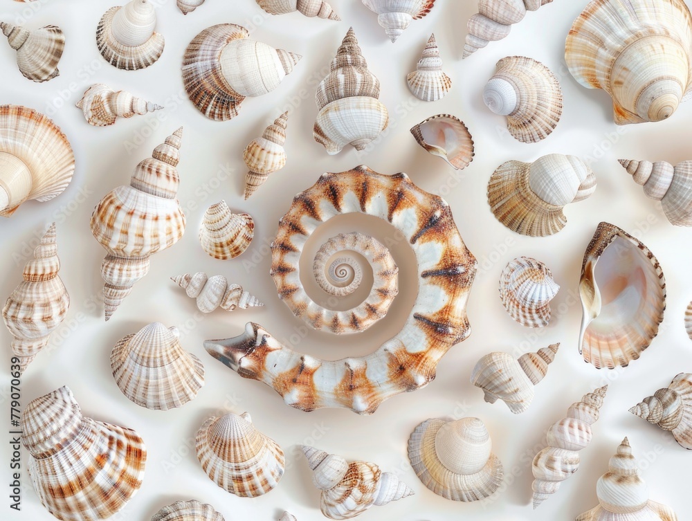 Seashell clipart arranged in a circular pattern Seashell clipart arranged in a circular pattern