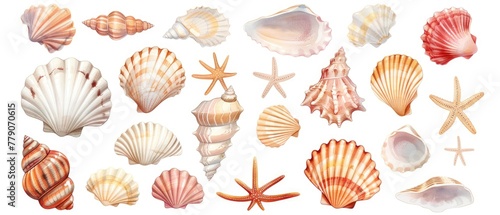 Seashell clipart arranged in a circular pattern © Pungu x