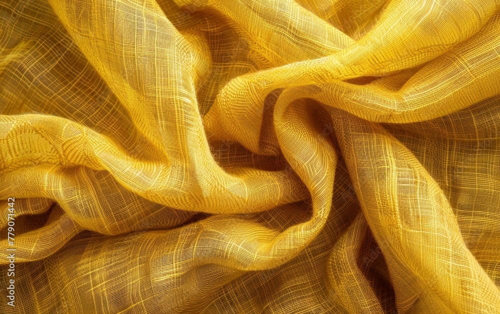 Luxurious yellow fabric captured in soft folds, demonstrating the fabric's elegant drapery and rich texture. Burlap fabric texture - background Luxurious yellow fabric captured in soft folds, demonstrating the fabric's elegant drapery and rich texture. Burlap fabric texture - background