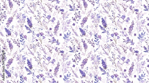 Lavender sprigs  Provence inspired  soft purple on white