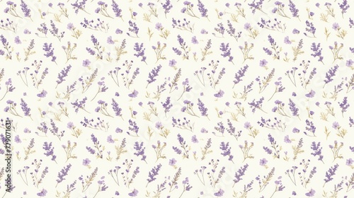 Lavender sprigs  Provence inspired  soft purple on white