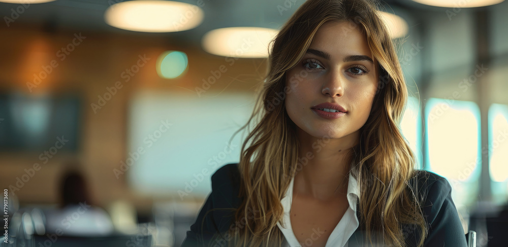 A female professional giving a presentation in a conference room. Generative AI. A female professional giving a presentation in a conference room. Generative AI.