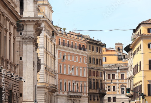 Corso Vittorio Emanuele II Street View with Building Facades in Rome, Italy