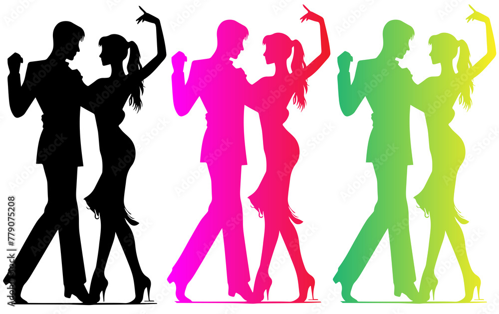 Fototapeta premium Silhouettes couple dance