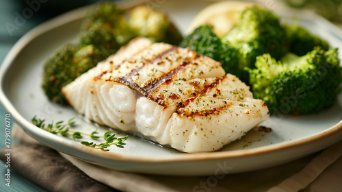 Grilled cod with broccoli