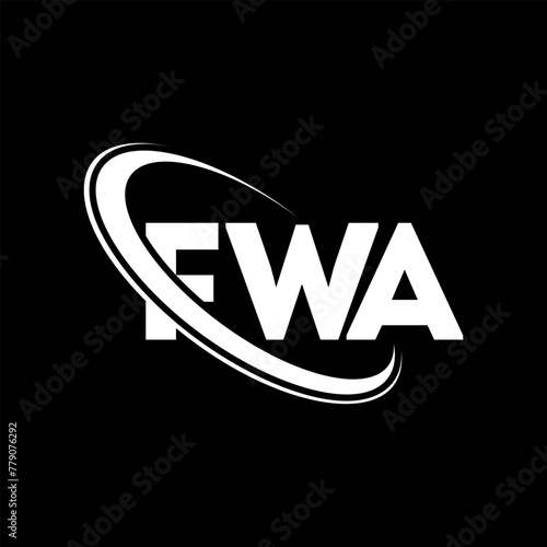 FWA logo. FWA letter. FWA letter logo design. Initials FWA logo linked with circle and uppercase monogram logo. FWA typography for technology, business and real estate brand.