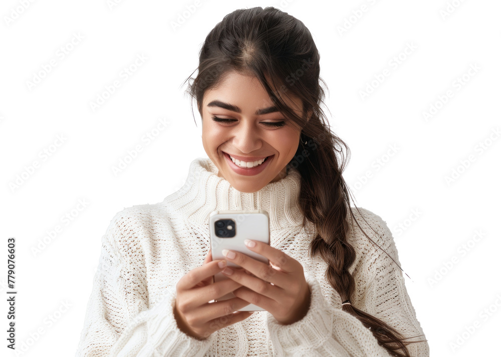 South American Woman Texting on Phone South American Woman Texting on Phone