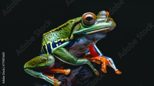 Closeup frog on a white background