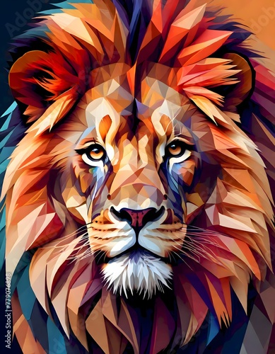 Geometric Style Lion Head  Modern Interpretation of the King of the Jungle  Generative AI