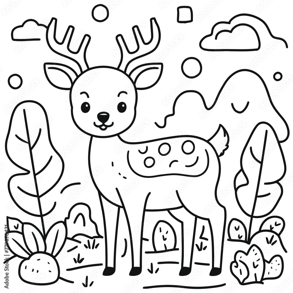 Hand drawn deer outline illustration Hand drawn deer outline illustration