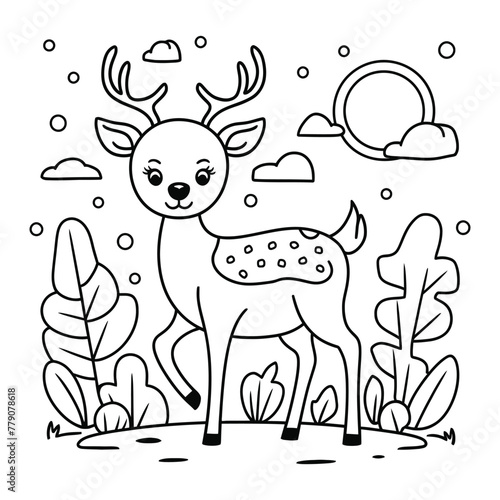 Hand drawn deer outline illustration