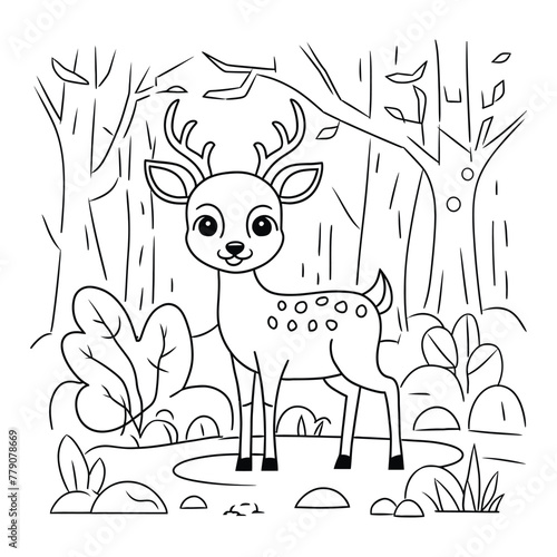 Hand drawn deer outline illustration