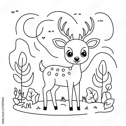 Hand drawn deer outline illustration