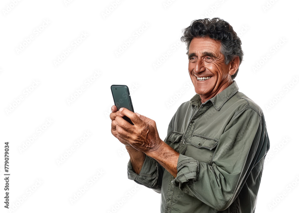 Smiling South American Man with Phone Smiling South American Man with Phone
