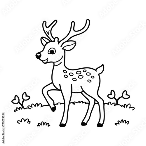 Hand drawn deer outline illustration