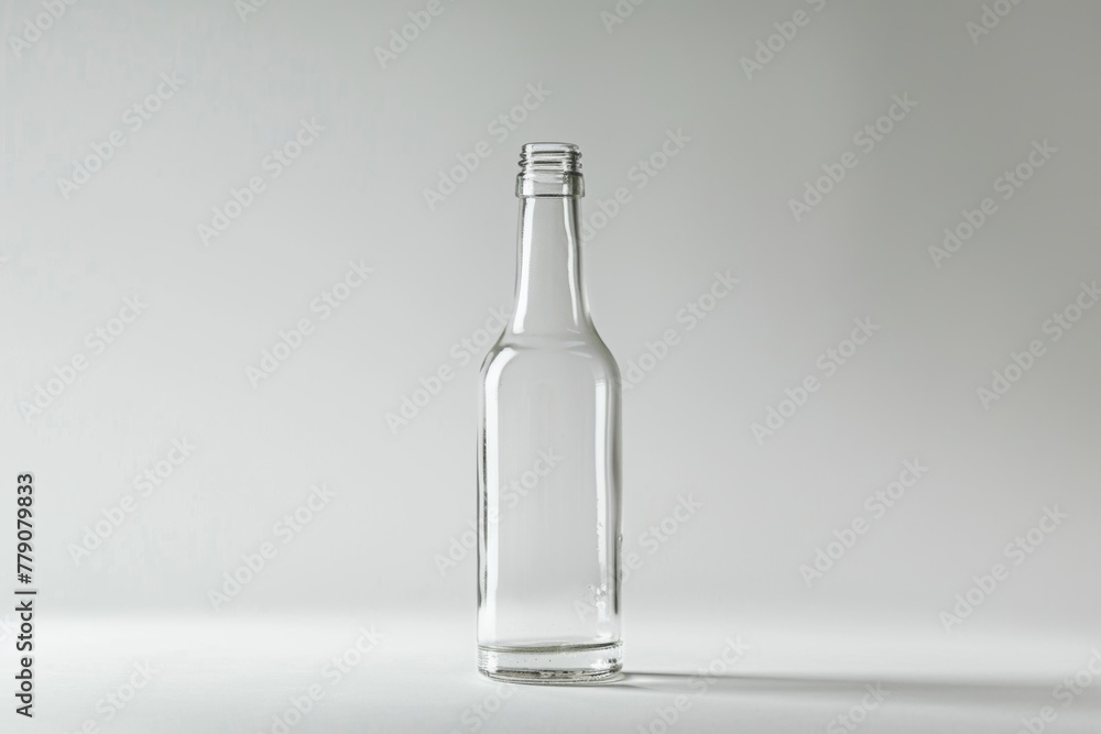 Transparent Glass Bottle on White Background, Isolated. 3D Rendering for Stock Photography Agencies Transparent Glass Bottle on White Background, Isolated. 3D Rendering for Stock Photography Agencies