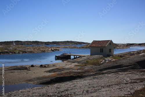 Gullholmen Island Bohuslan, Sweden. house on the shore photo