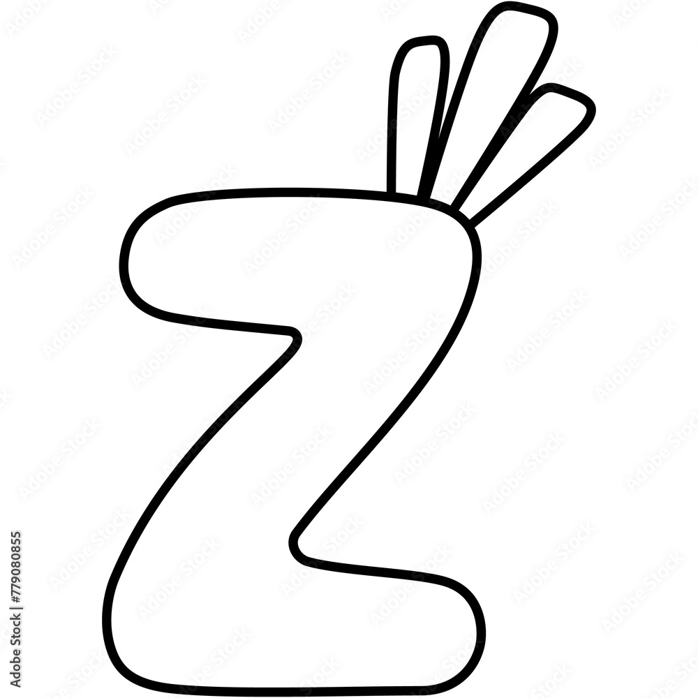 Obraz premium Carrot Alphabet Z Outline