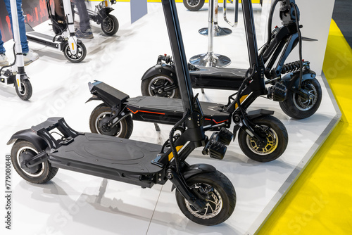 A lot of modern electric scooters for sale