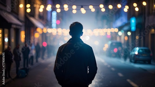 City Lights and Solitary Reflections: A Man's Urban Evening