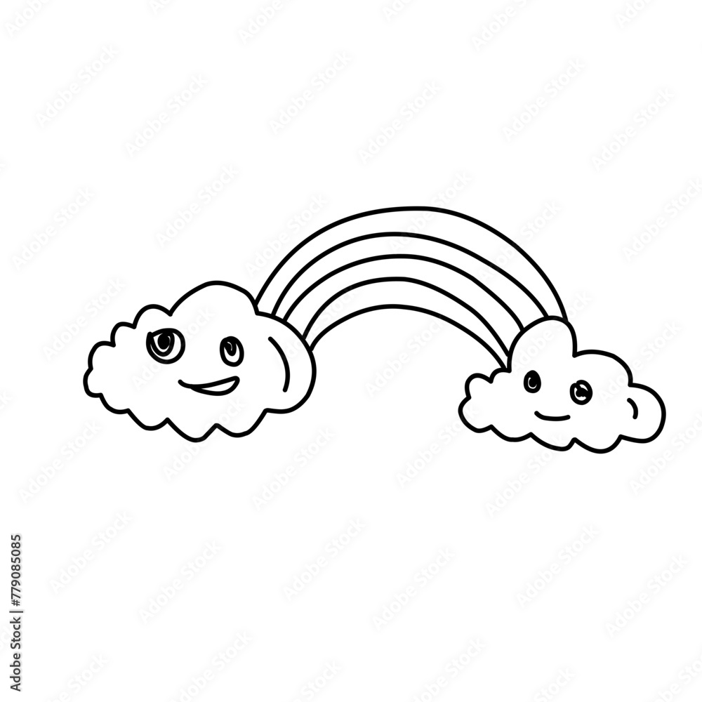 Rainbow and clouds icon.. Line style. Rainbow and clouds icon.. Line style.